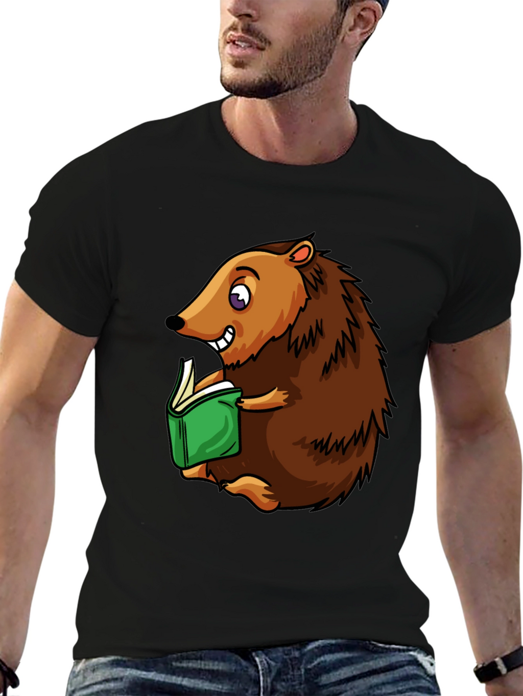 Hedgehog Reading T-Shirt - Cute Cartoon Animal Tee
