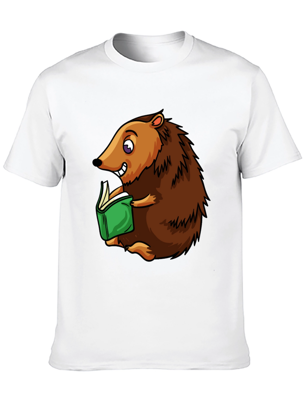 Hedgehog Reading T-Shirt - Cute Cartoon Animal Tee