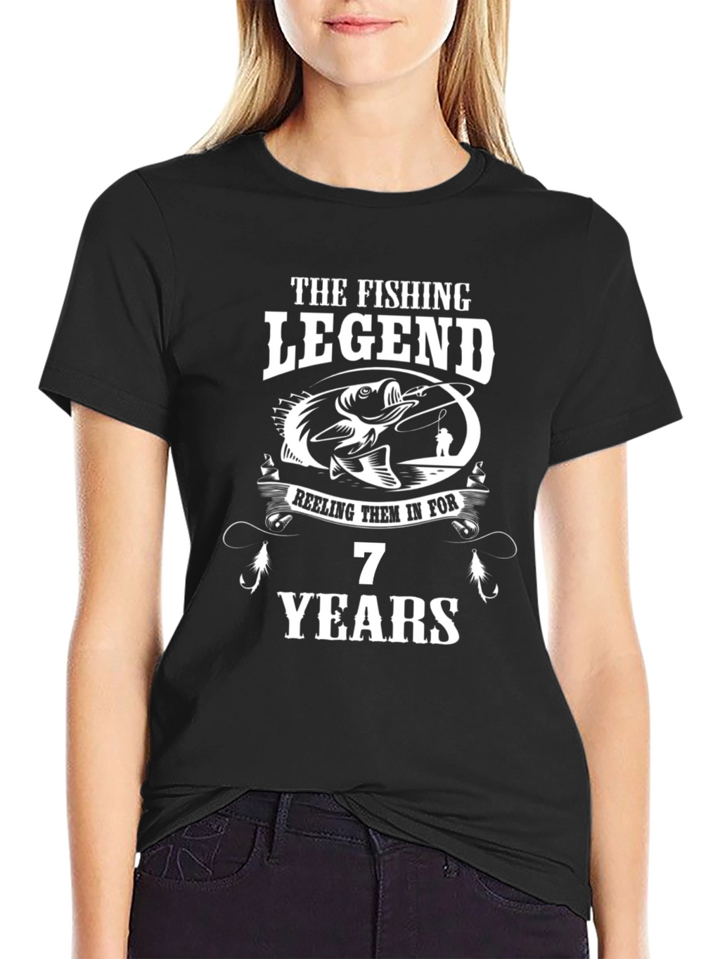 Fishing Legend 7 Years Black Graphic T-Shirt