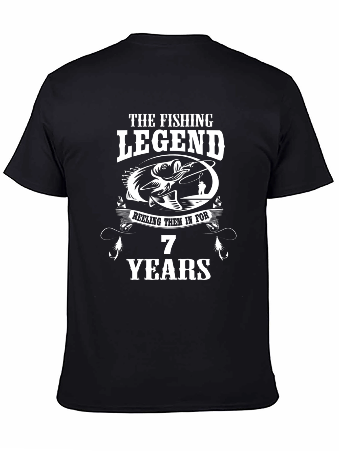 Fishing Legend 7 Years Black Graphic T-Shirt