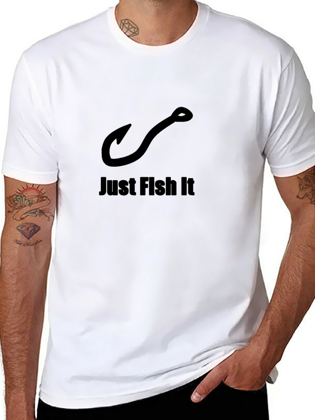 Just Fish It T-Shirt - Black Cotton Tee