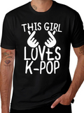 K-Pop Fan T-Shirt: This Girl Loves K-Pop Black Tee