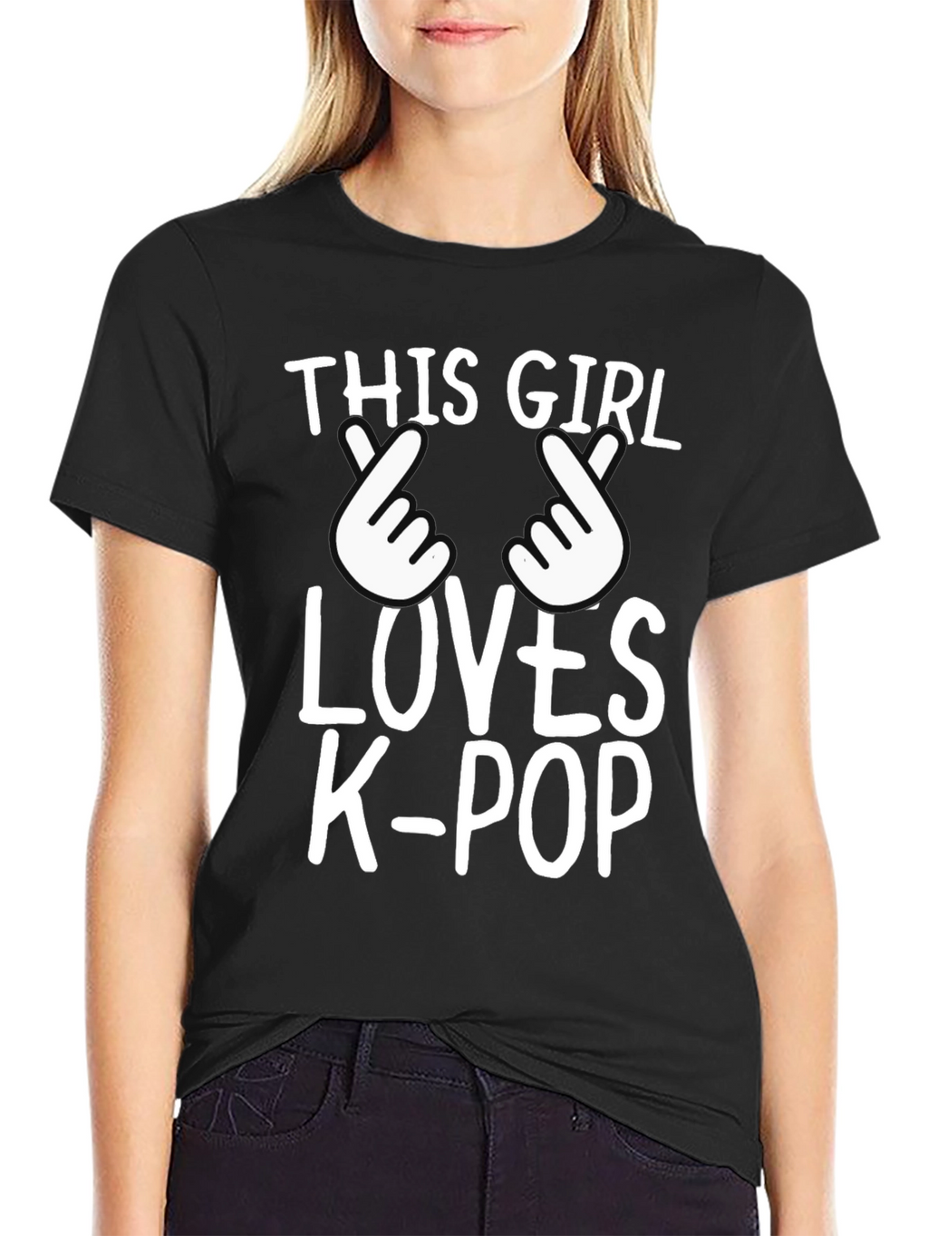K-Pop Fan T-Shirt: This Girl Loves K-Pop Black Tee