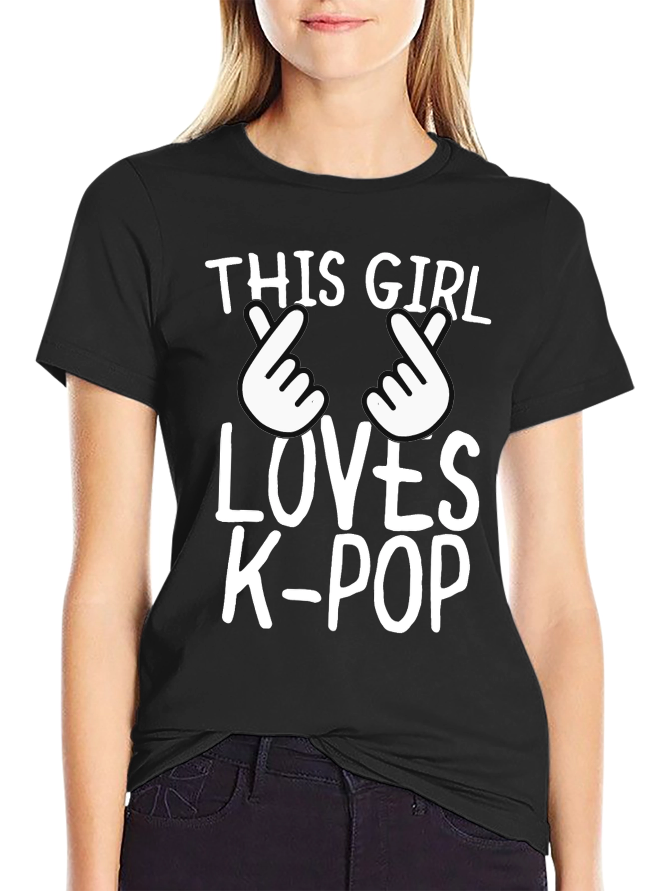 K-Pop Fan T-Shirt: This Girl Loves K-Pop Black Tee