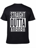 Straight Outta Aurora Graphic Tee - Black Cotton