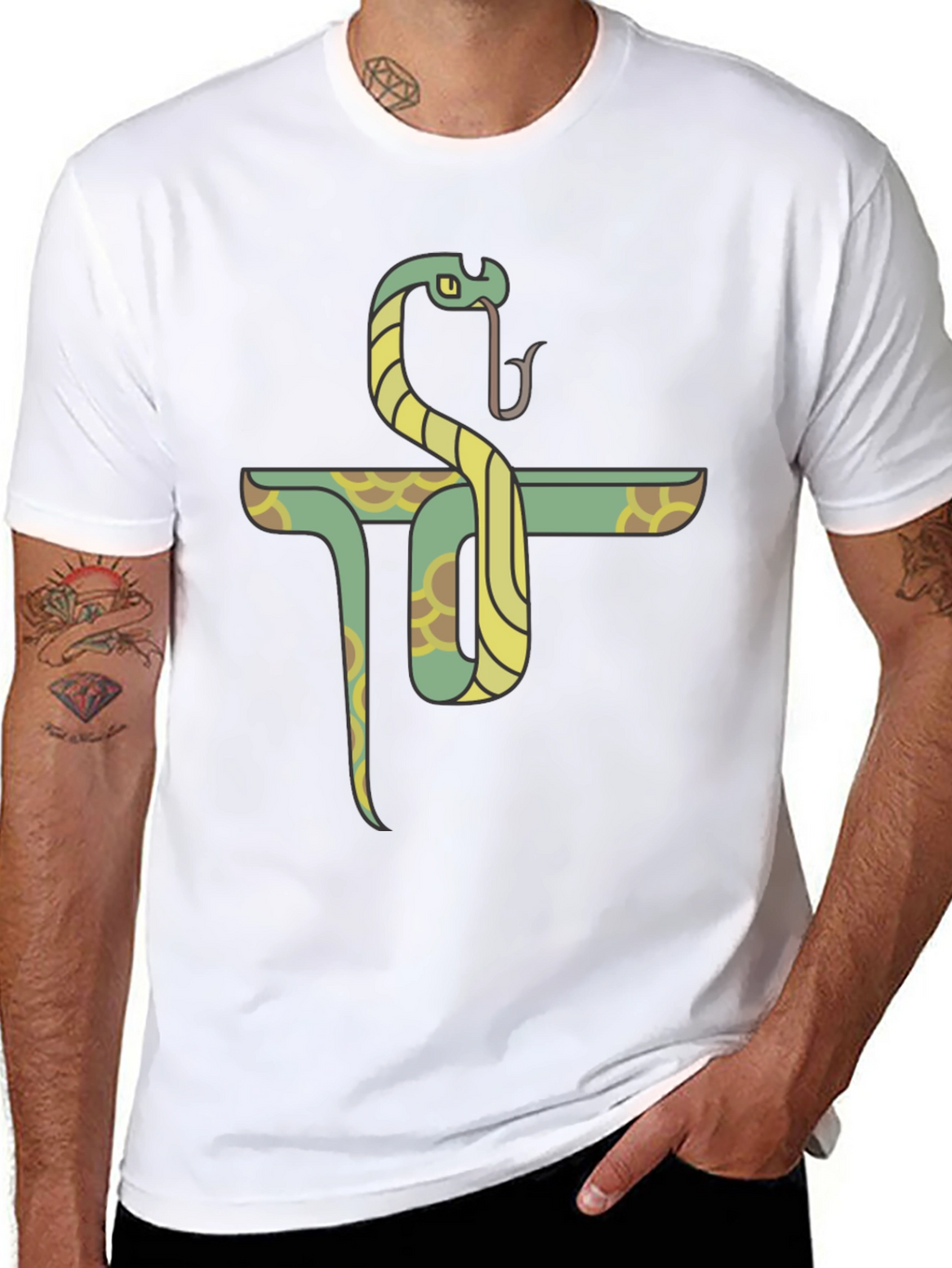 Snake Pi Symbol Graphic T-Shirt - Cool Math Design