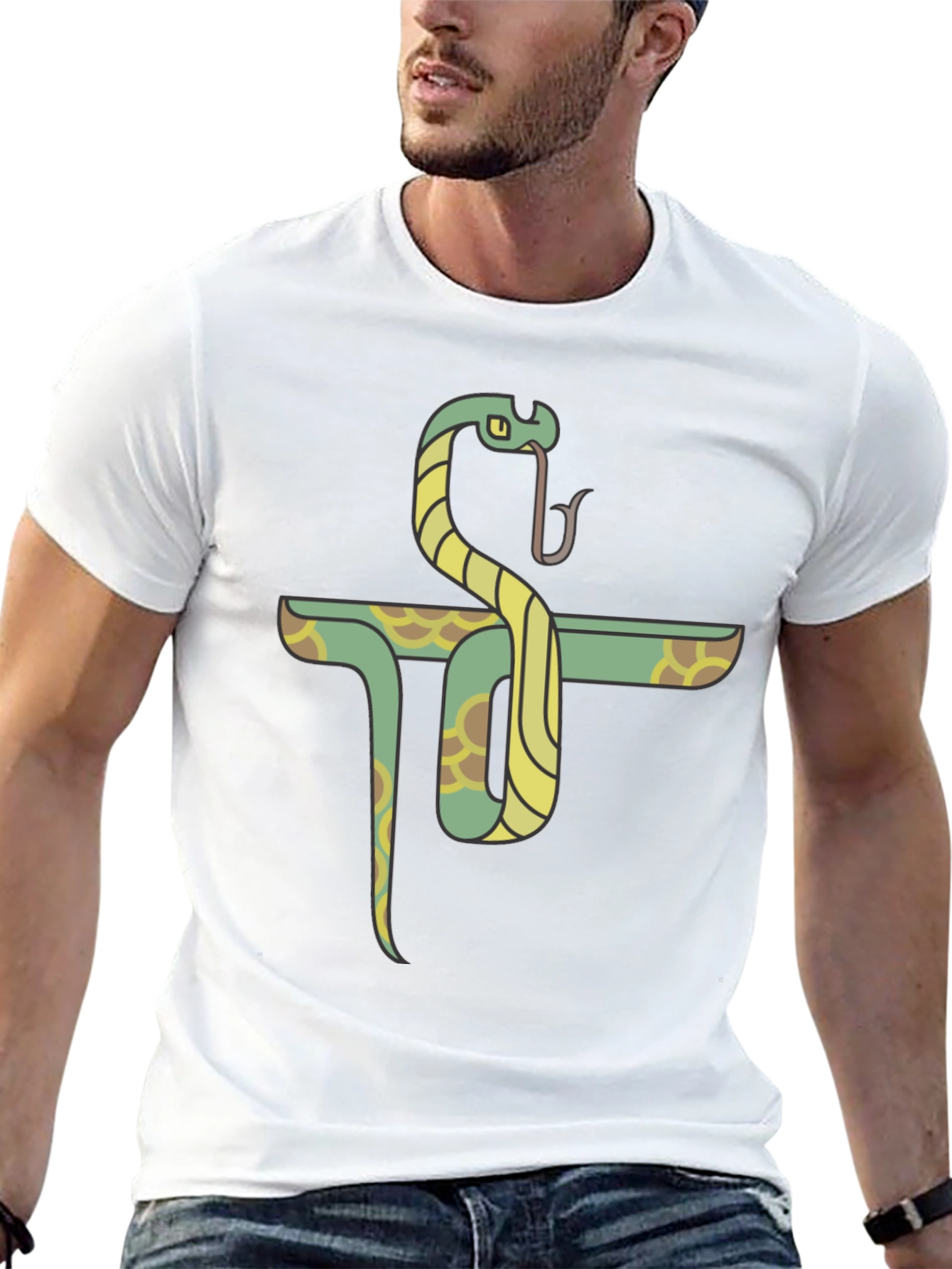 Snake Pi Symbol Graphic T-Shirt - Cool Math Design