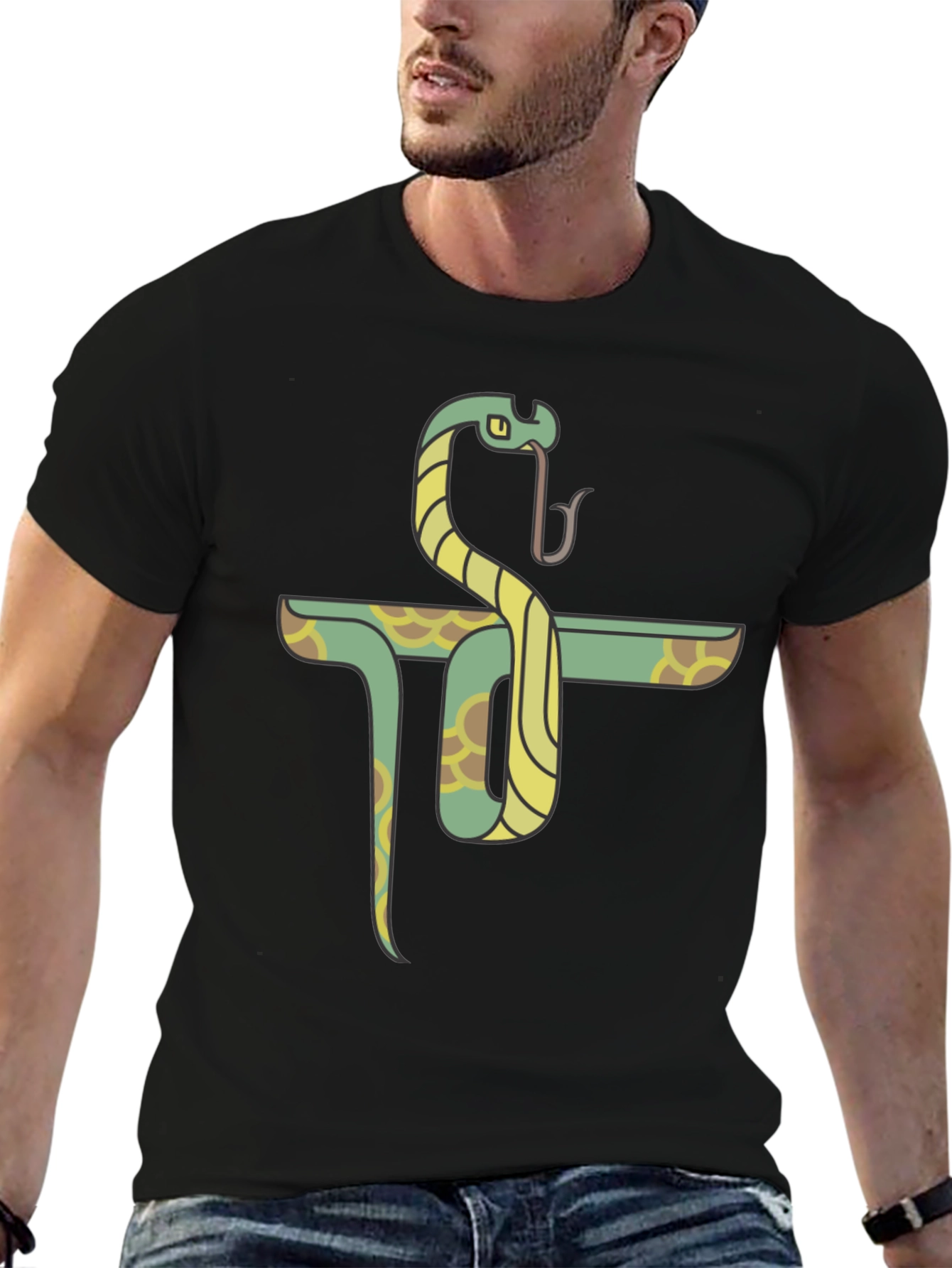Snake Pi Symbol Graphic T-Shirt - Cool Math Design