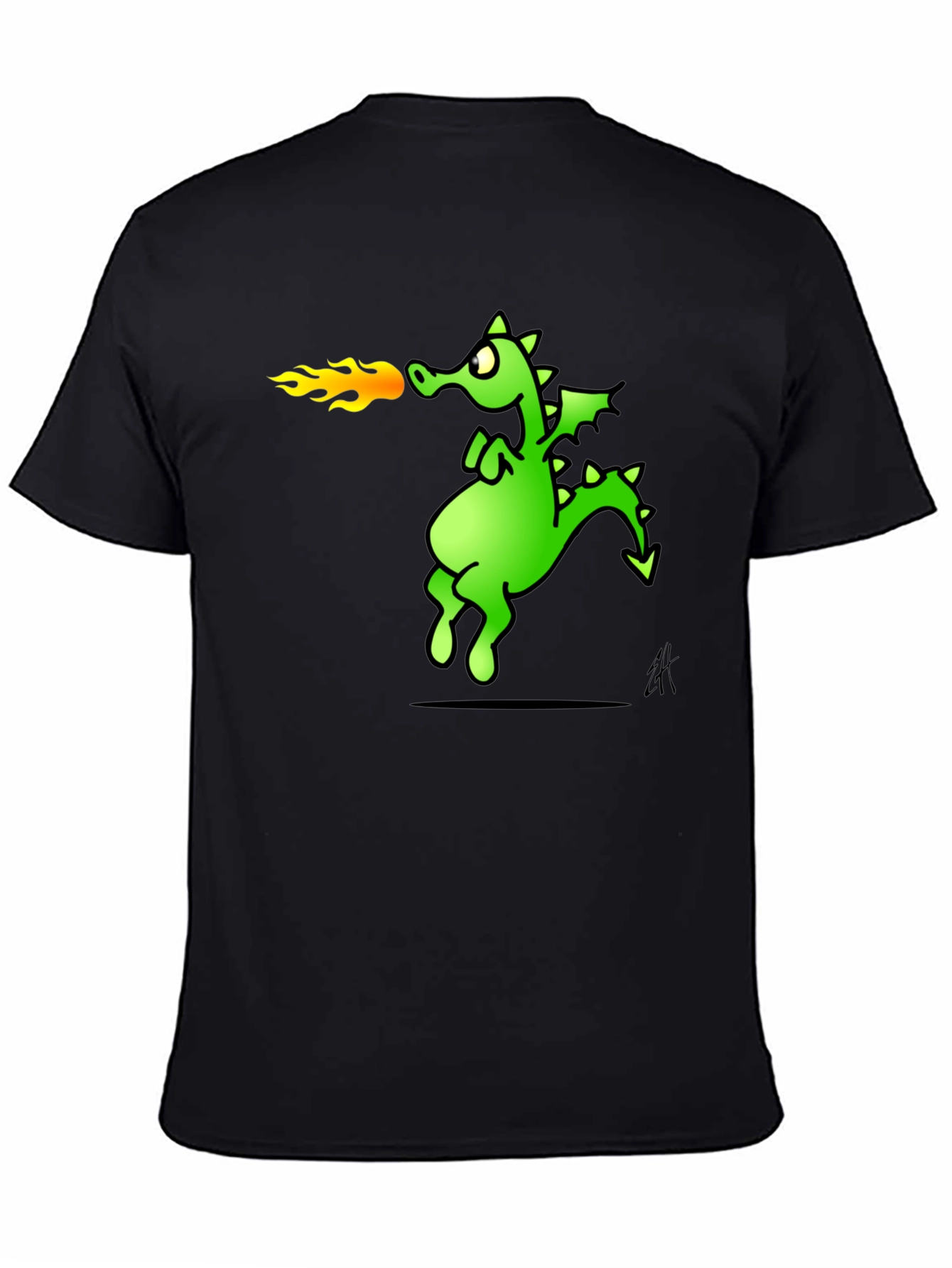 Dragon Fire Breath Graphic Tee - Black Cotton T-Shirt