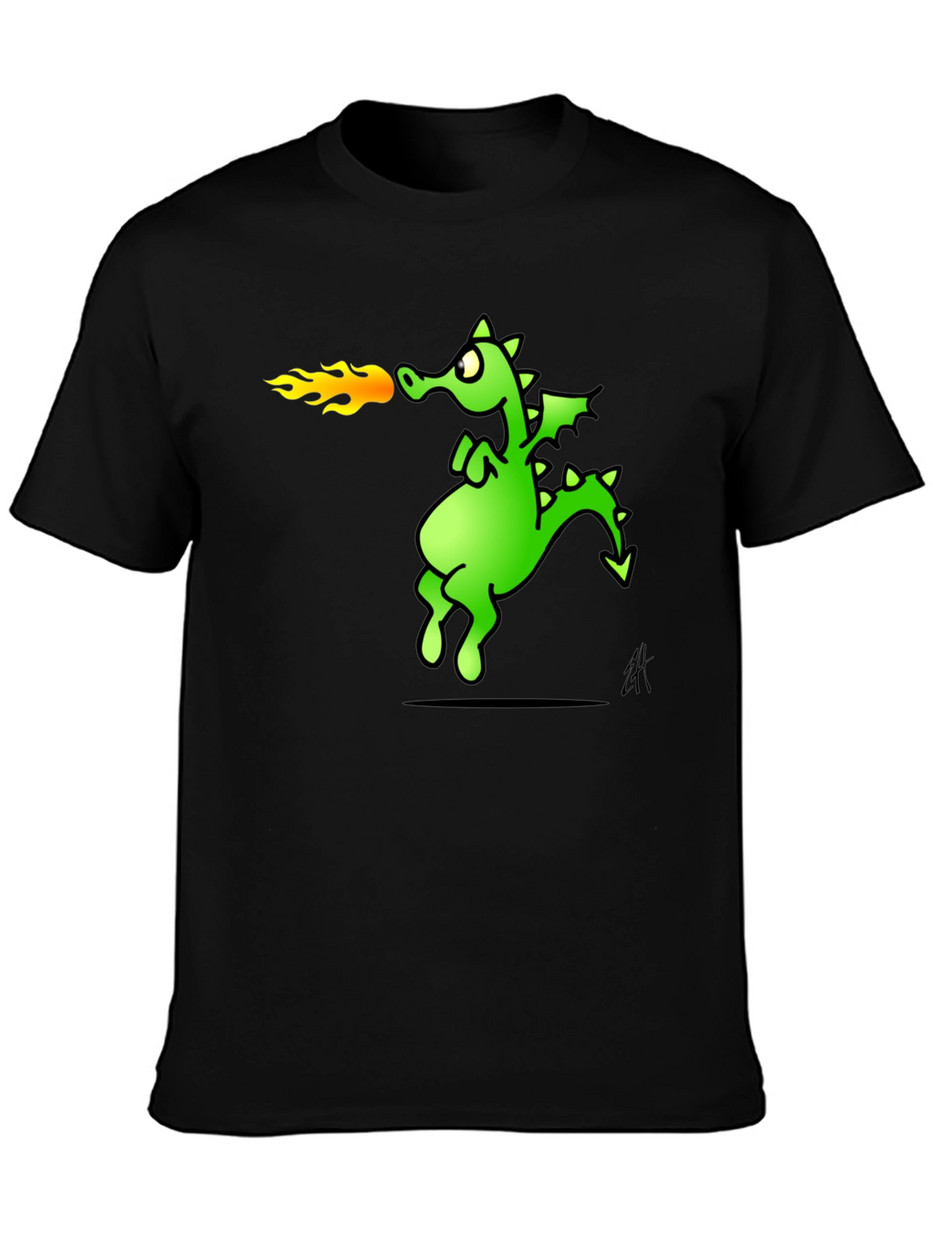 Dragon Fire Breath Graphic Tee - Black Cotton T-Shirt