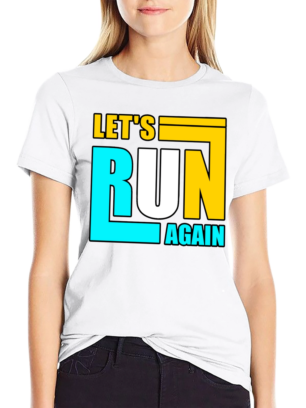 Lets Run Again Black Graphic T-Shirt
