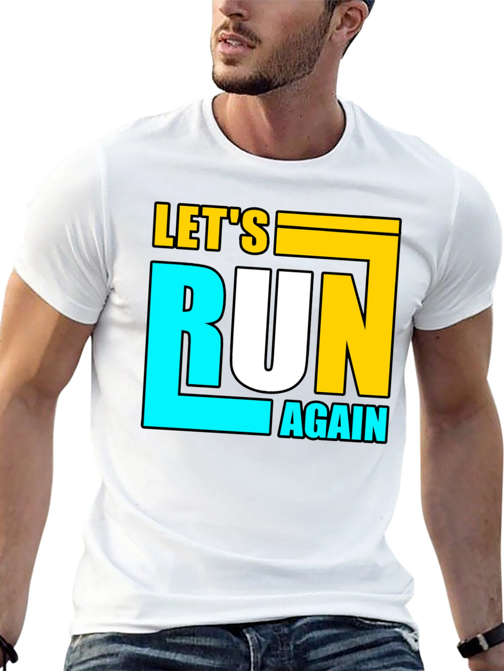Lets Run Again Black Graphic T-Shirt
