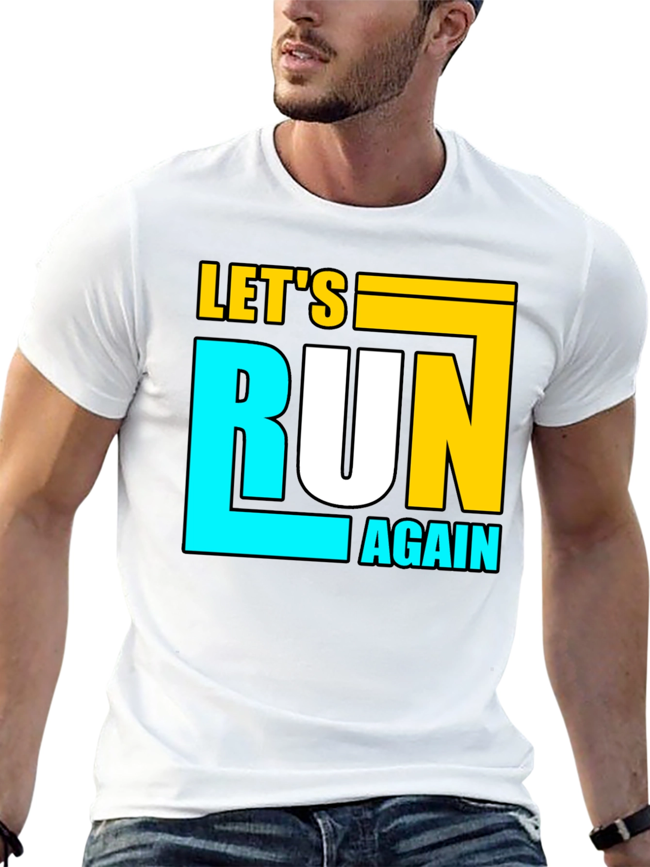 Lets Run Again Black Graphic T-Shirt