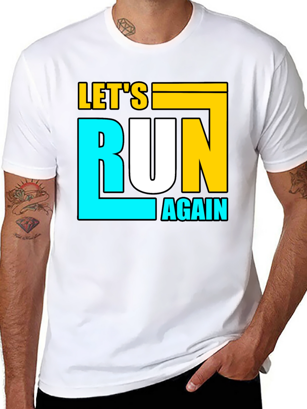 Lets Run Again Black Graphic T-Shirt