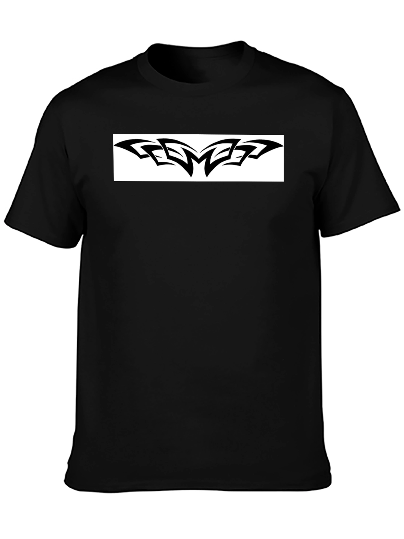 Black Graphic Tee - Bold Tribal Design