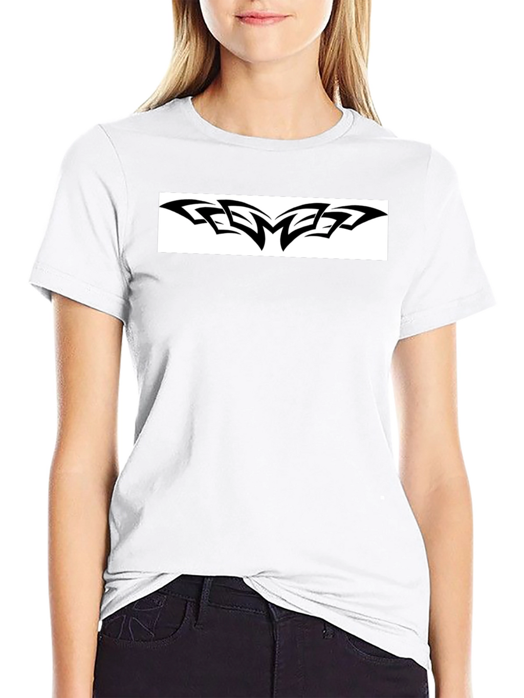 Black Graphic Tee - Bold Tribal Design