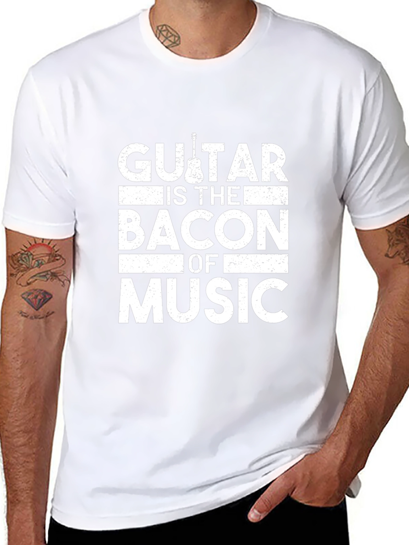 Guitar is The Bacon of Music Black T-Shirt