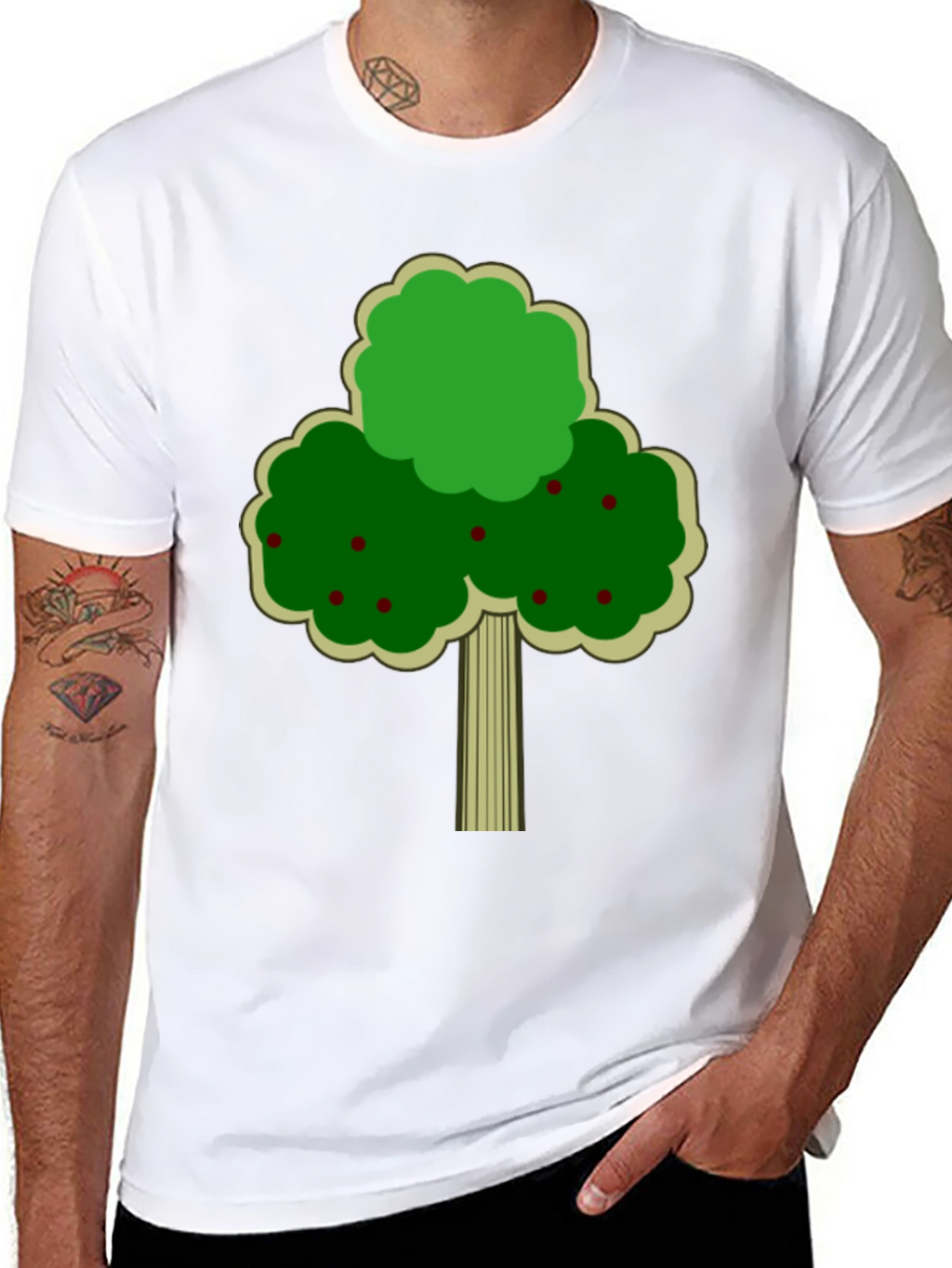 Fruit Tree Graphic Tee - Black Cotton T-Shirt