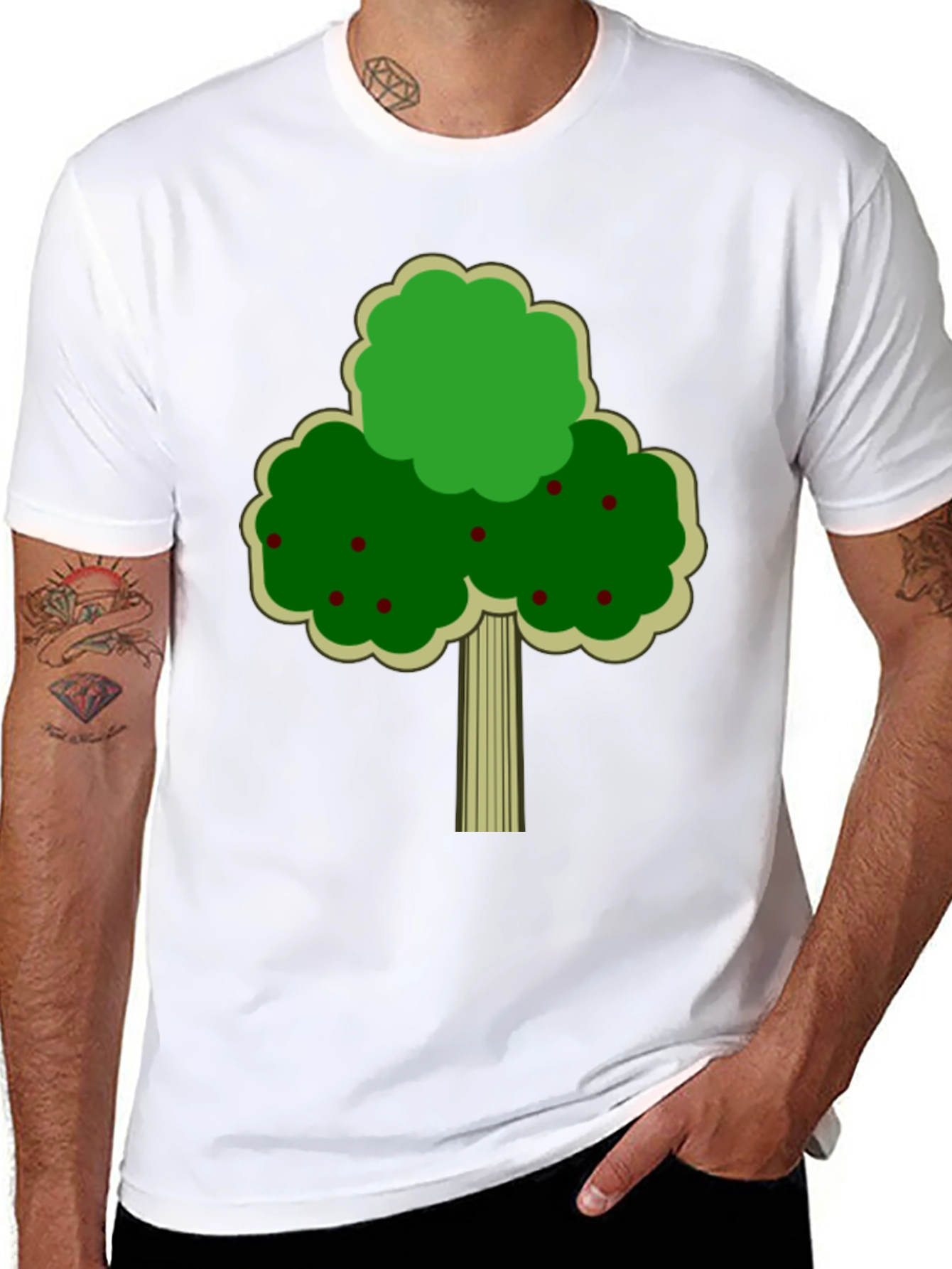 Fruit Tree Graphic Tee - Black Cotton T-Shirt