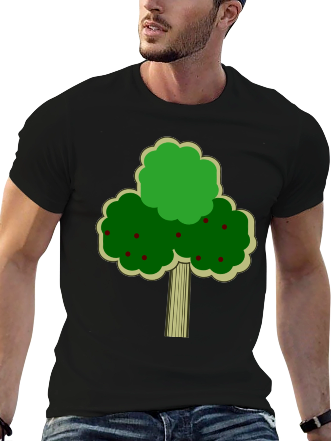 Fruit Tree Graphic Tee - Black Cotton T-Shirt