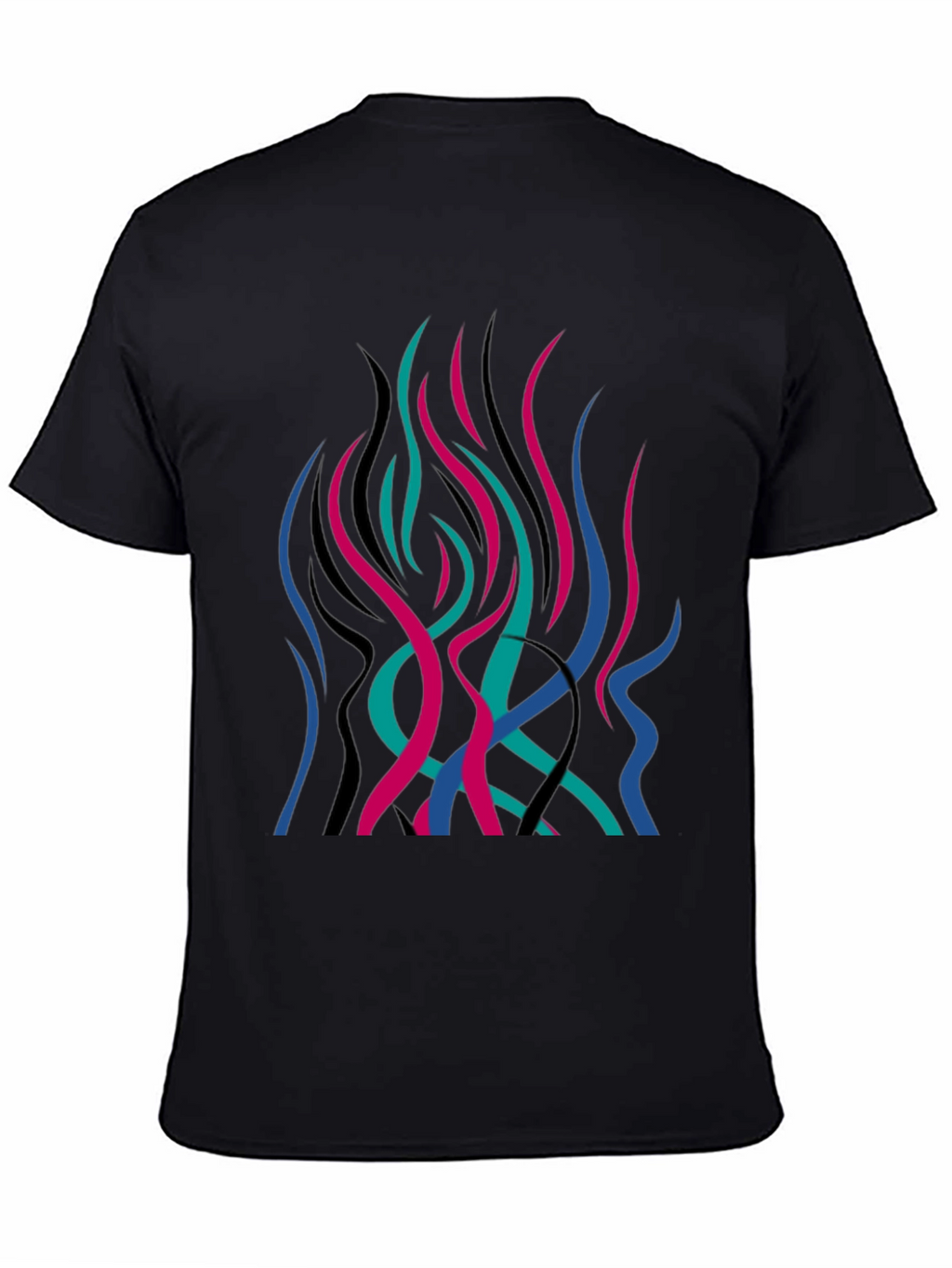 Abstract Flame Graphic Black T-Shirt