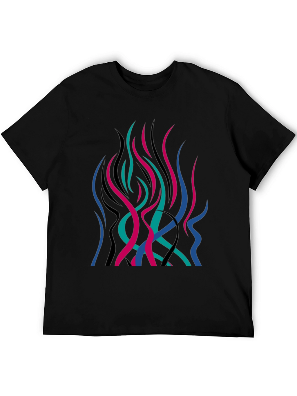 Abstract Flame Graphic Black T-Shirt