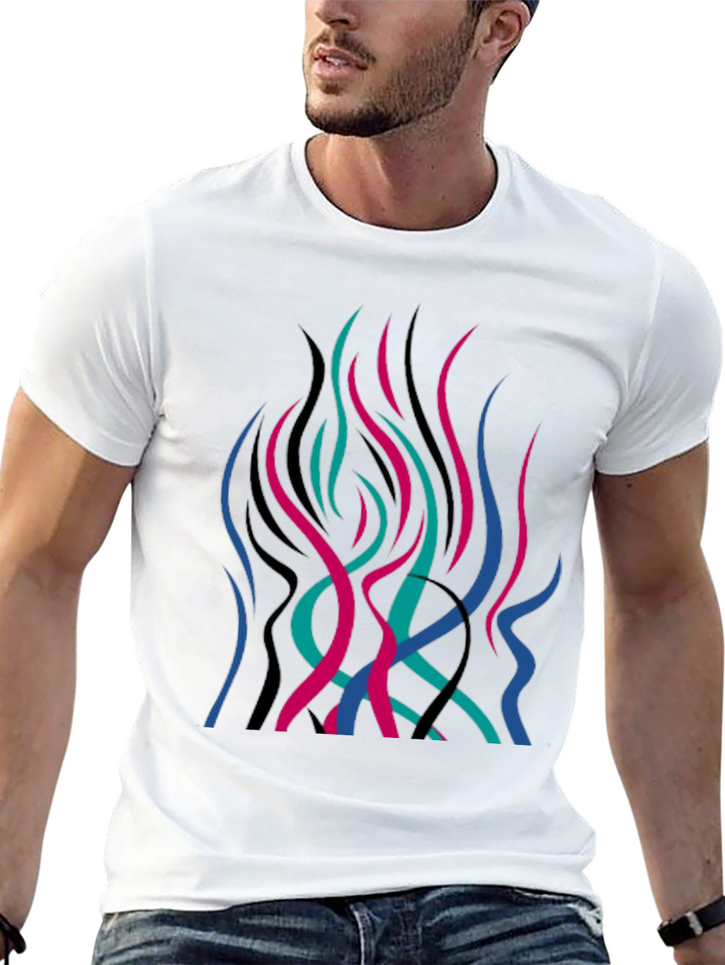 Abstract Flame Graphic Black T-Shirt