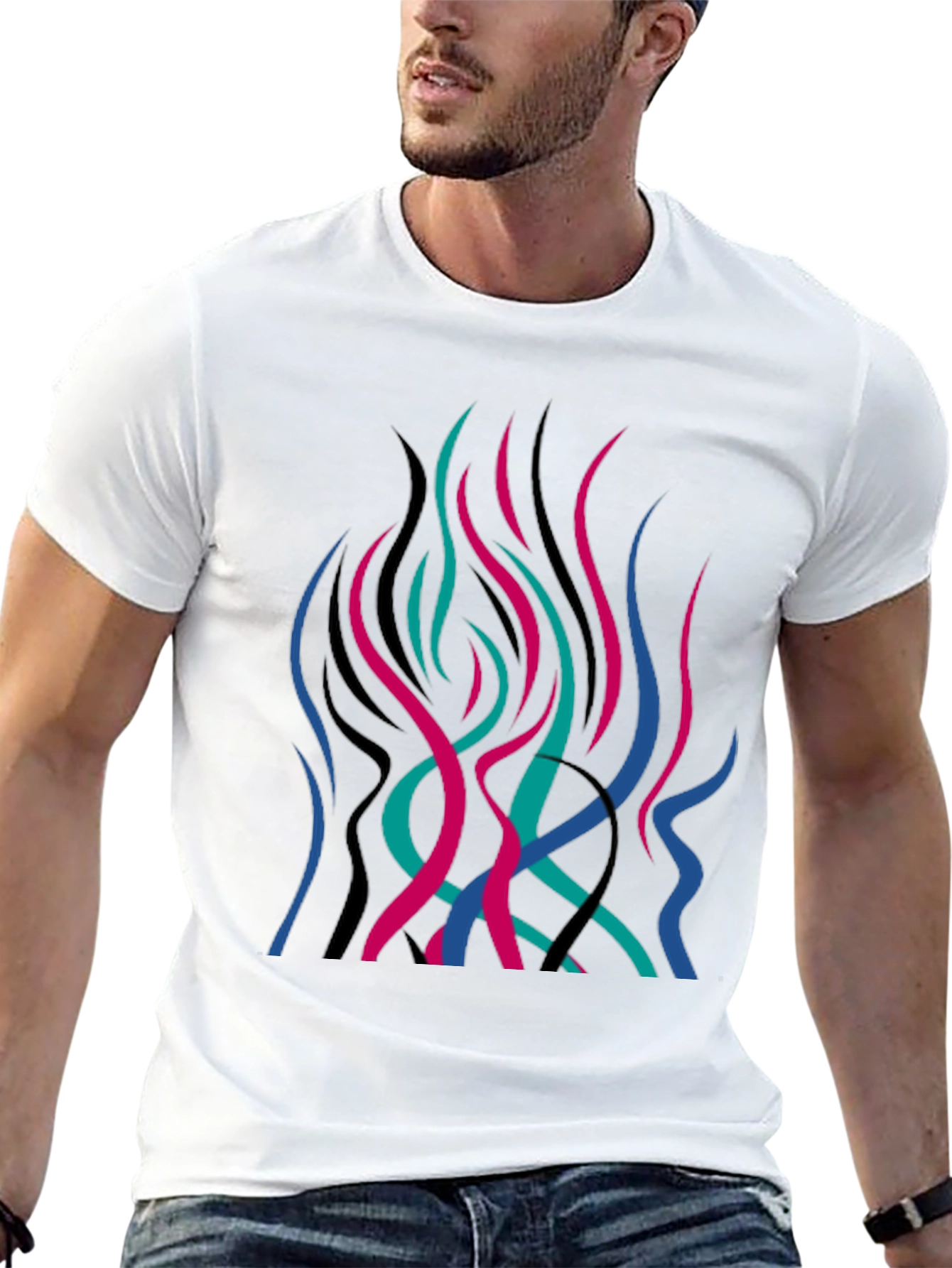 Abstract Flame Graphic Black T-Shirt