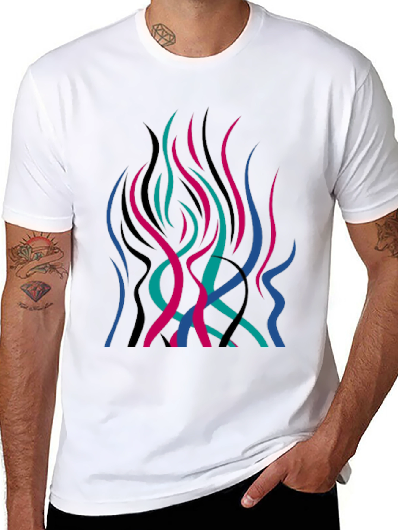 Abstract Flame Graphic Black T-Shirt