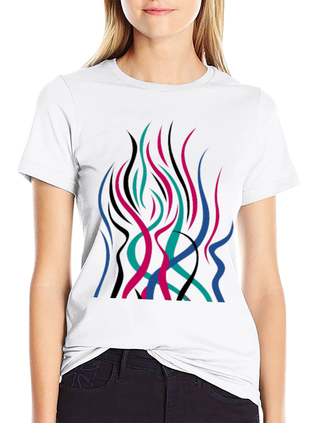 Abstract Flame Graphic Black T-Shirt