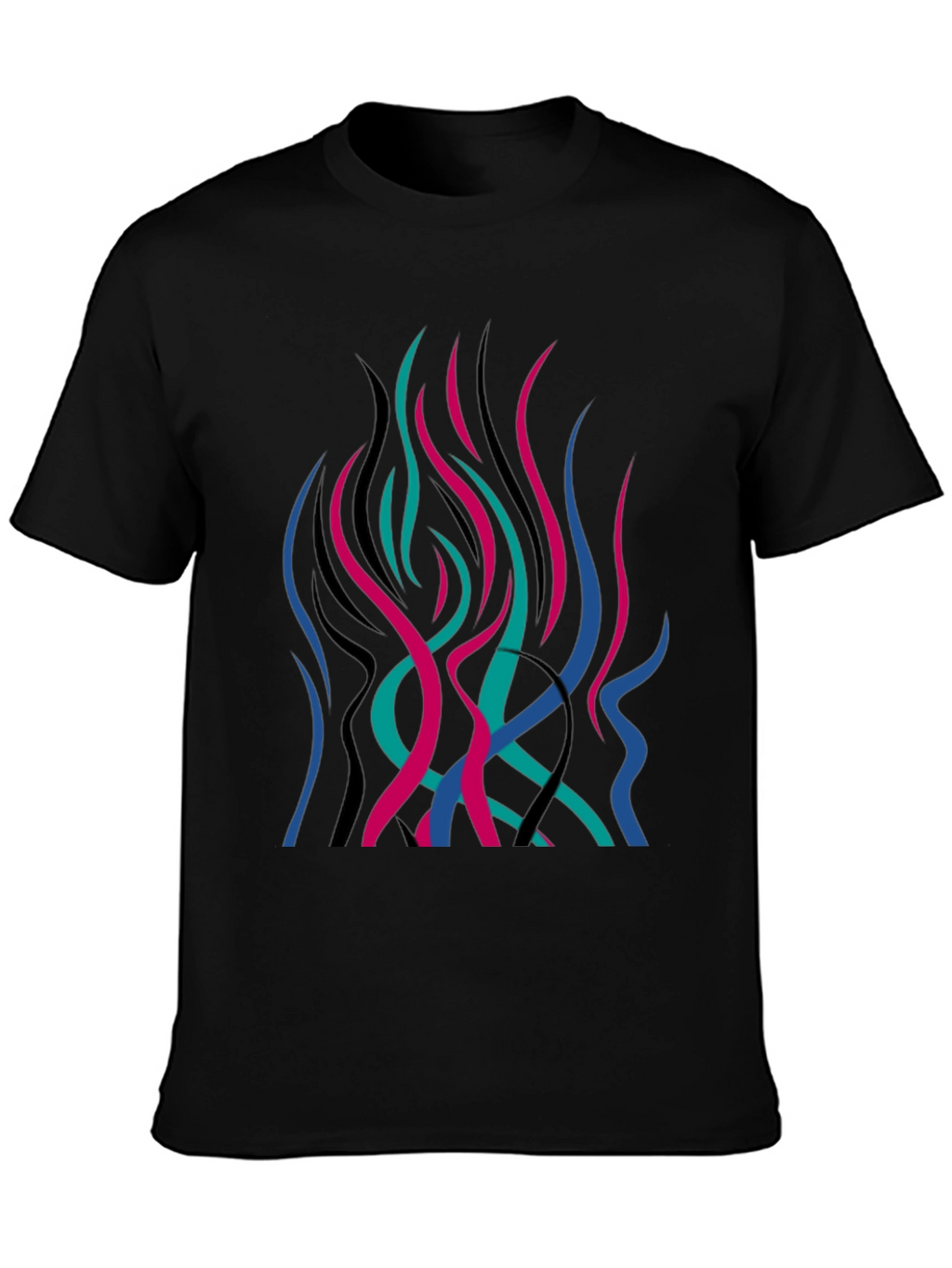 Abstract Flame Graphic Black T-Shirt