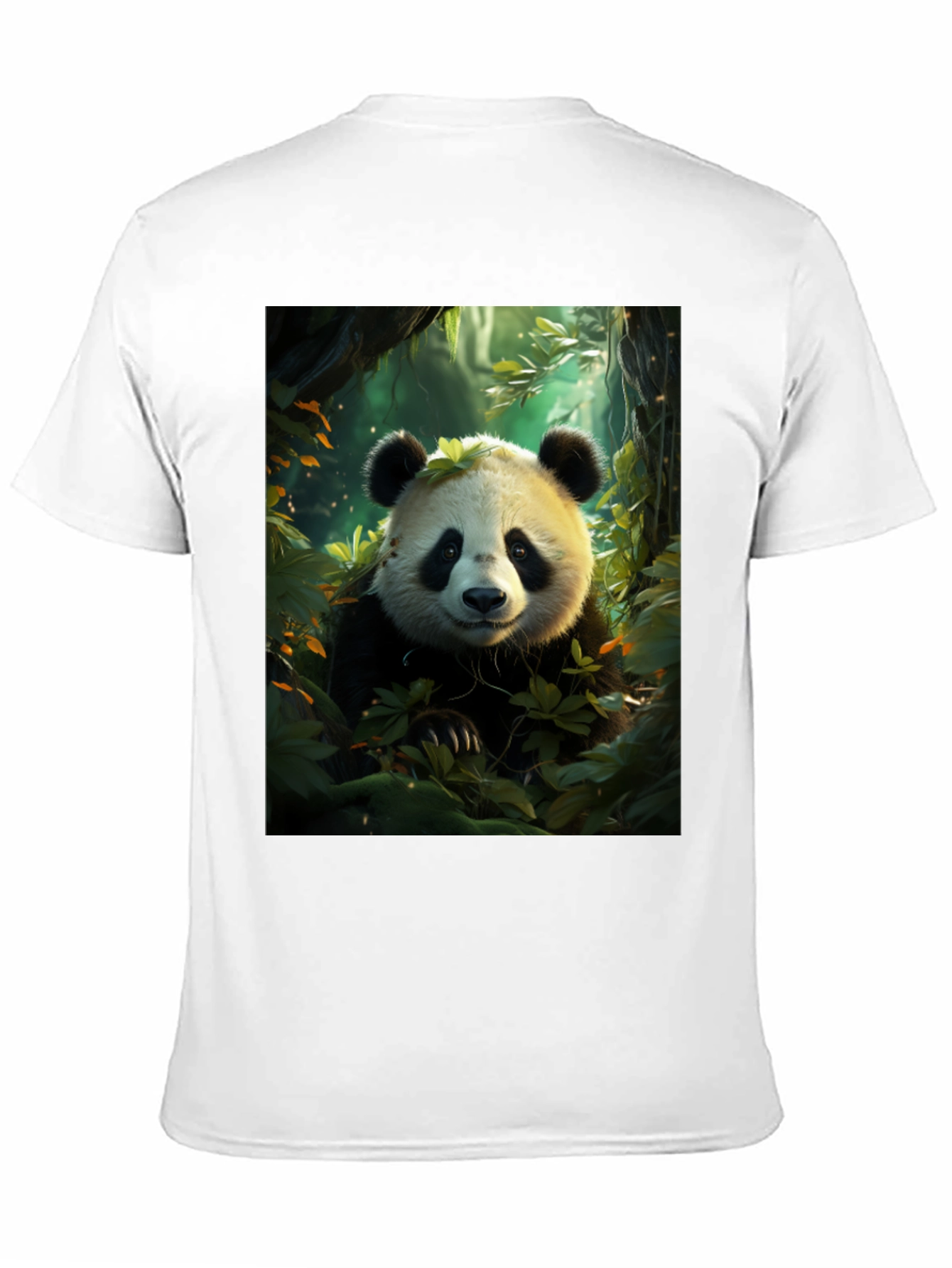 Panda in Forest Black T-Shirt