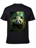 Panda in Forest Black T-Shirt