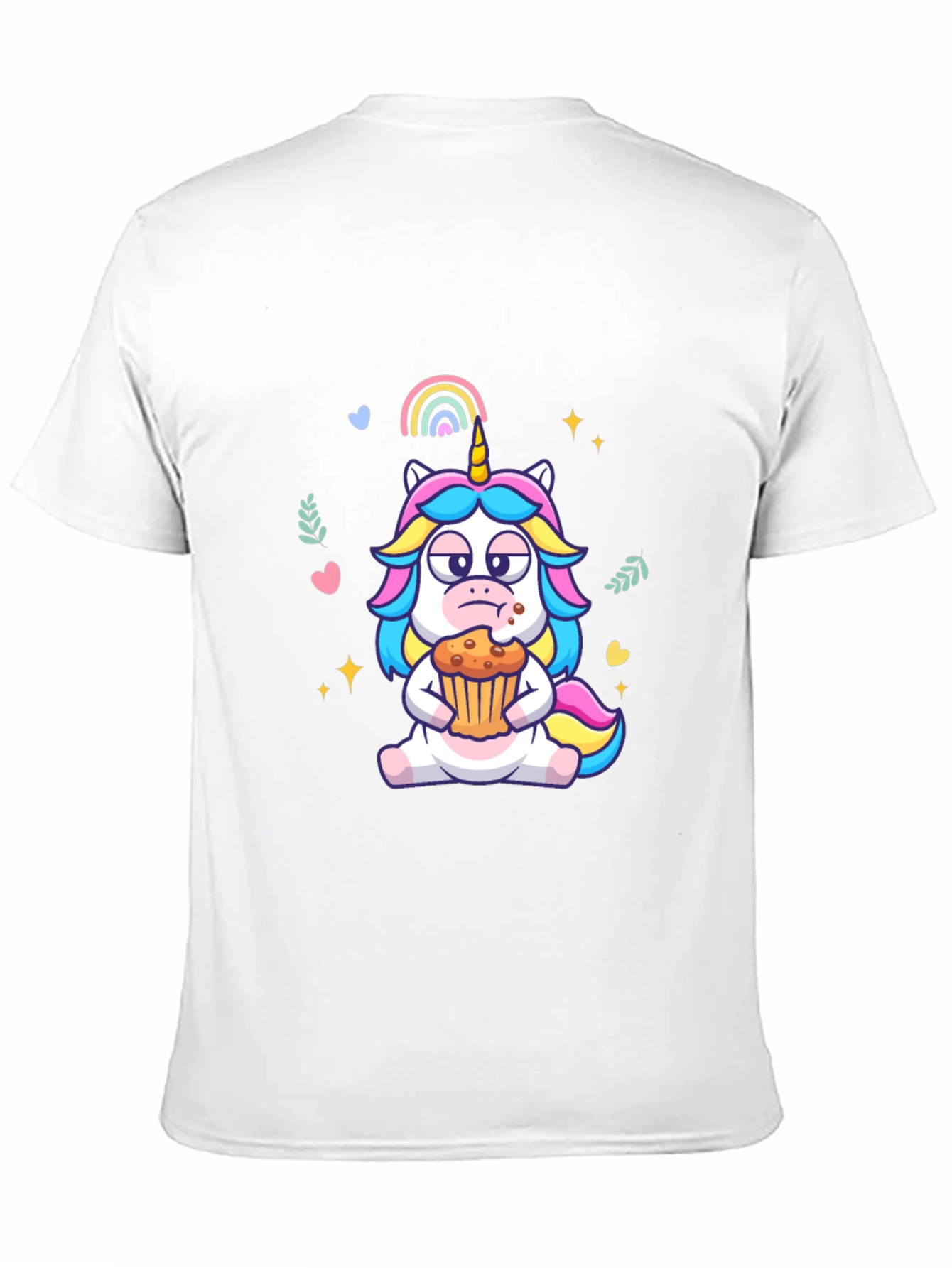Unicorn Eating Cupcake Graphic Tee - Black Cotton T-Shirt