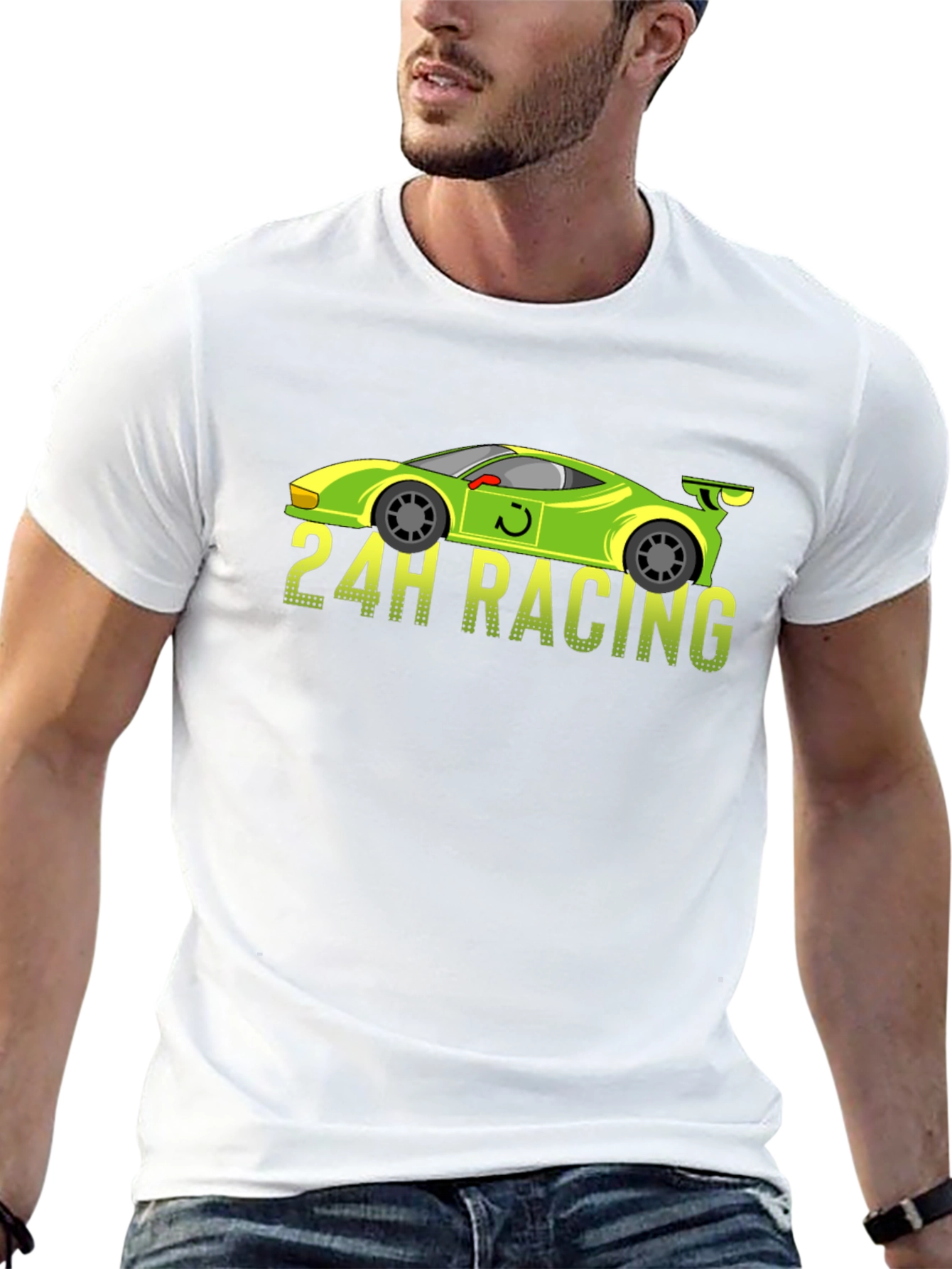 24H Racing Car Graphic Black T-Shirt
