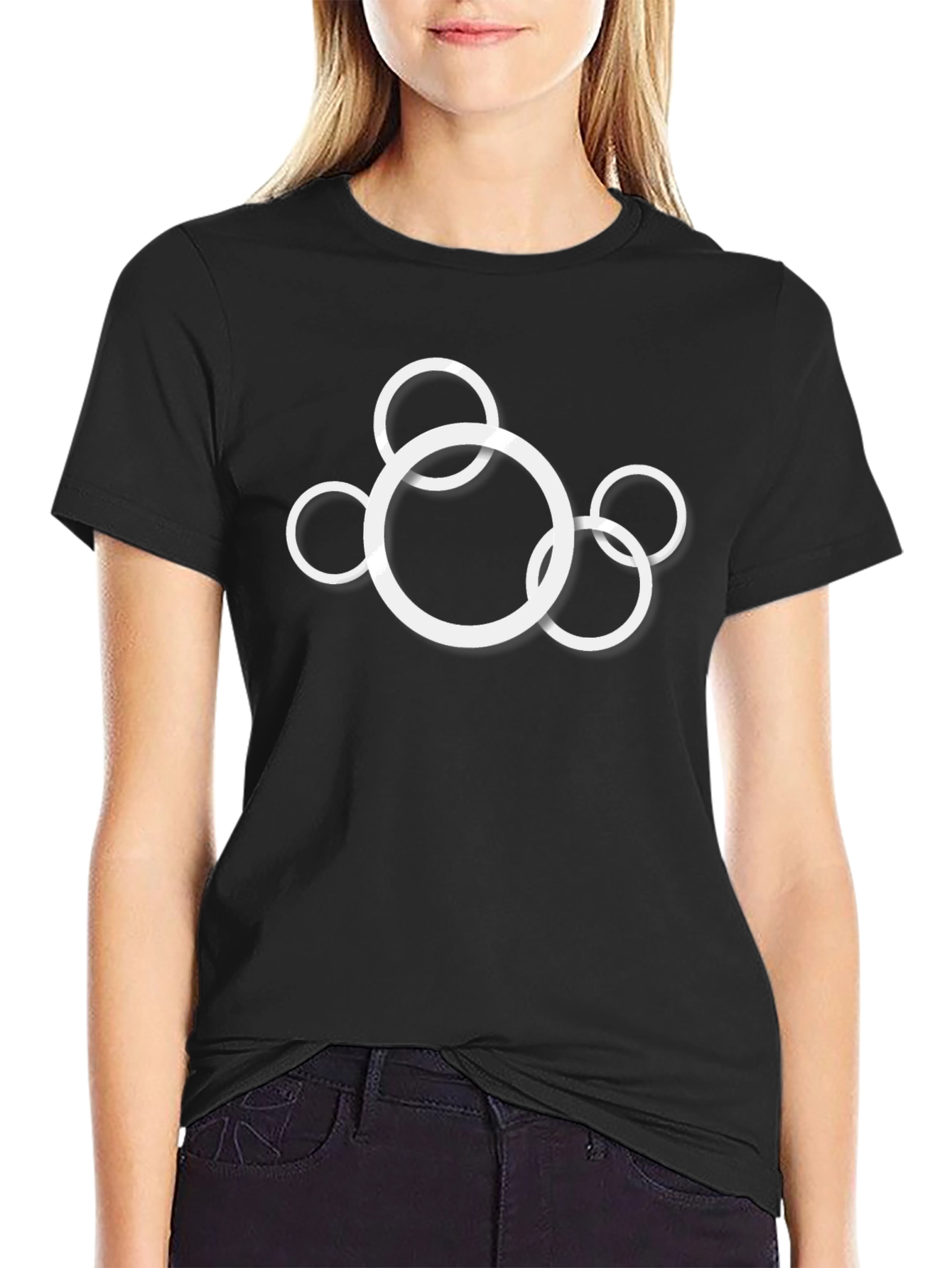 Modern Circle Graphic Black T-Shirt