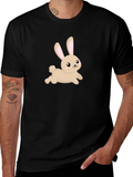 Cute Bunny Graphic Black T-Shirt
