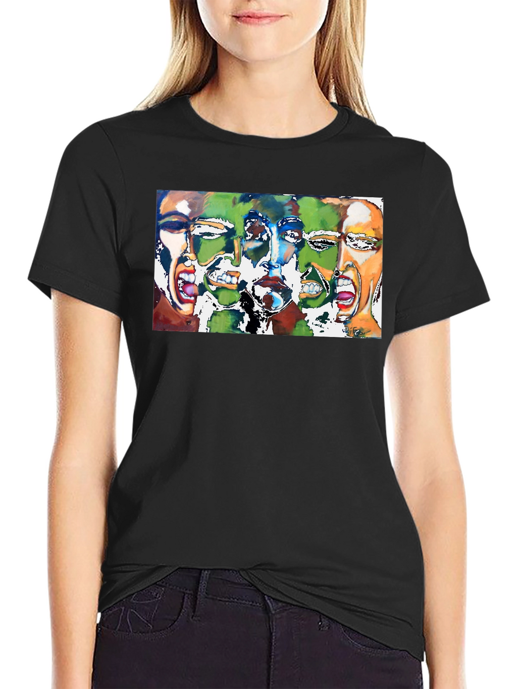 Expressive Faces Graphic Tee - Black Unisex T-Shirt