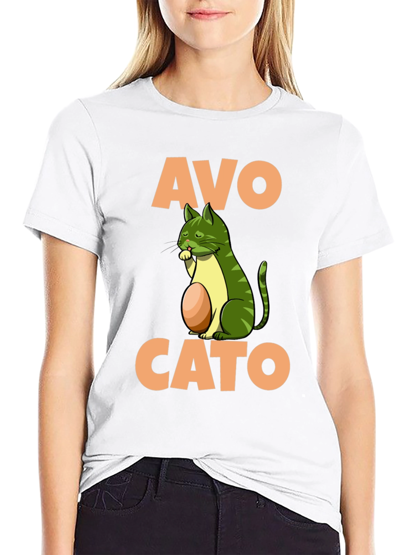 Avo Cato T-Shirt - Avocado Cat Pun Tee