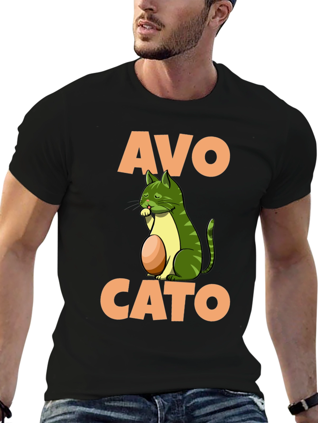 Avo Cato T-Shirt - Avocado Cat Pun Tee