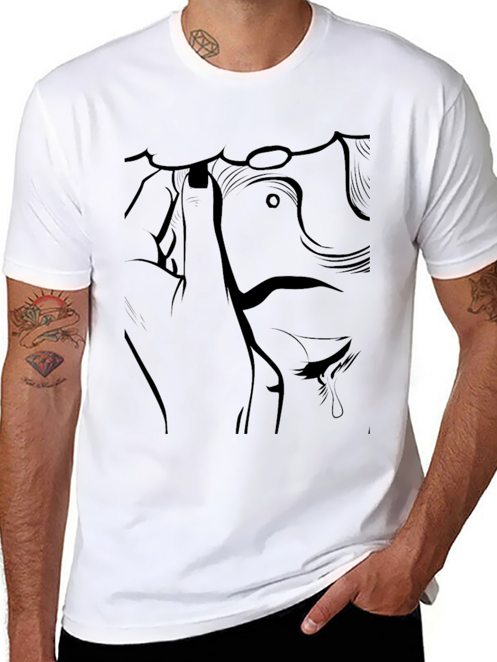 Abstract Line Art Graphic Tee - Unisex Black T-Shirt