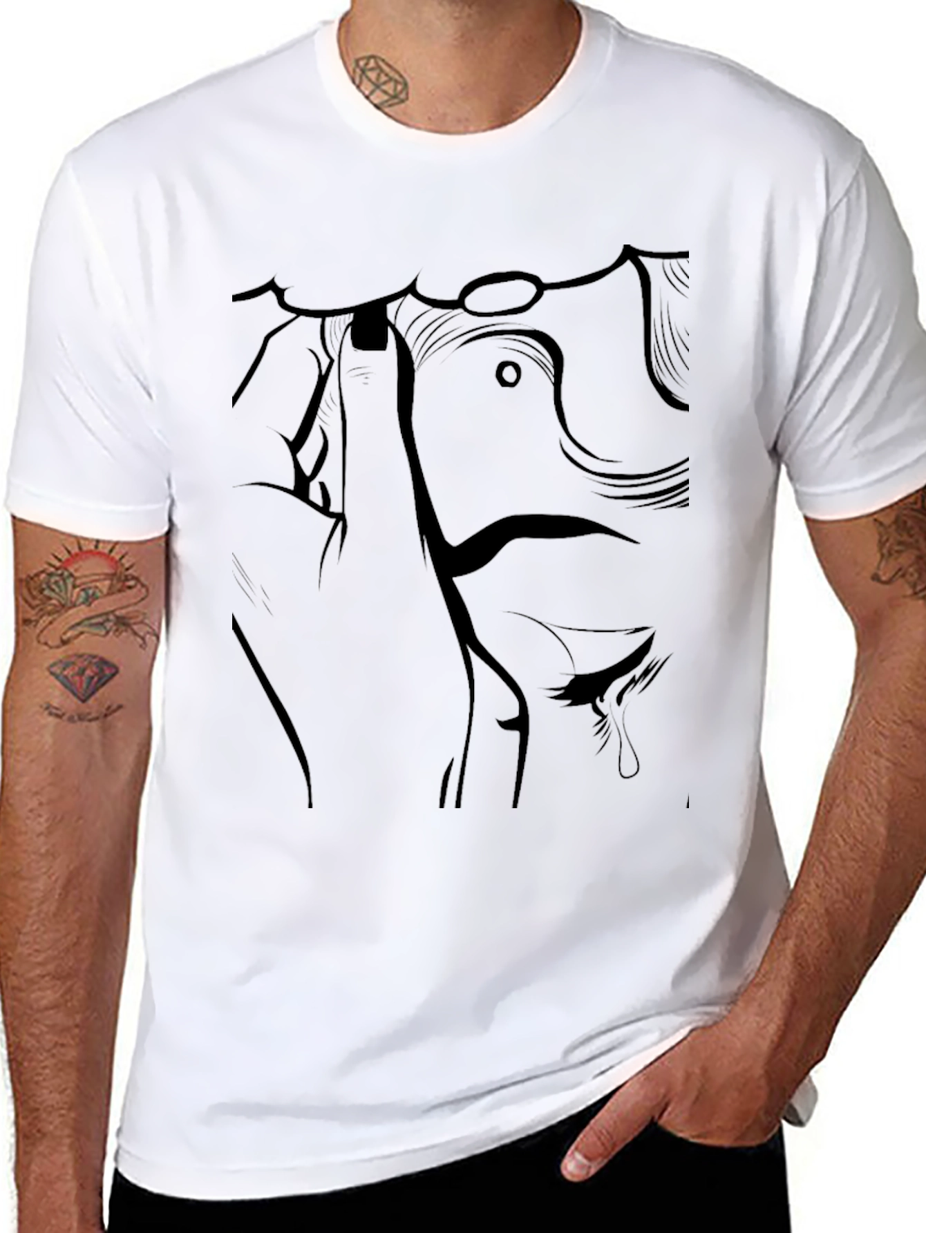 Abstract Line Art Graphic Tee - Unisex Black T-Shirt