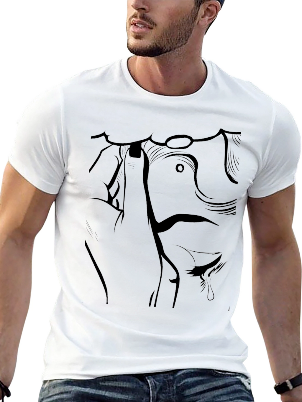 Abstract Line Art Graphic Tee - Unisex Black T-Shirt