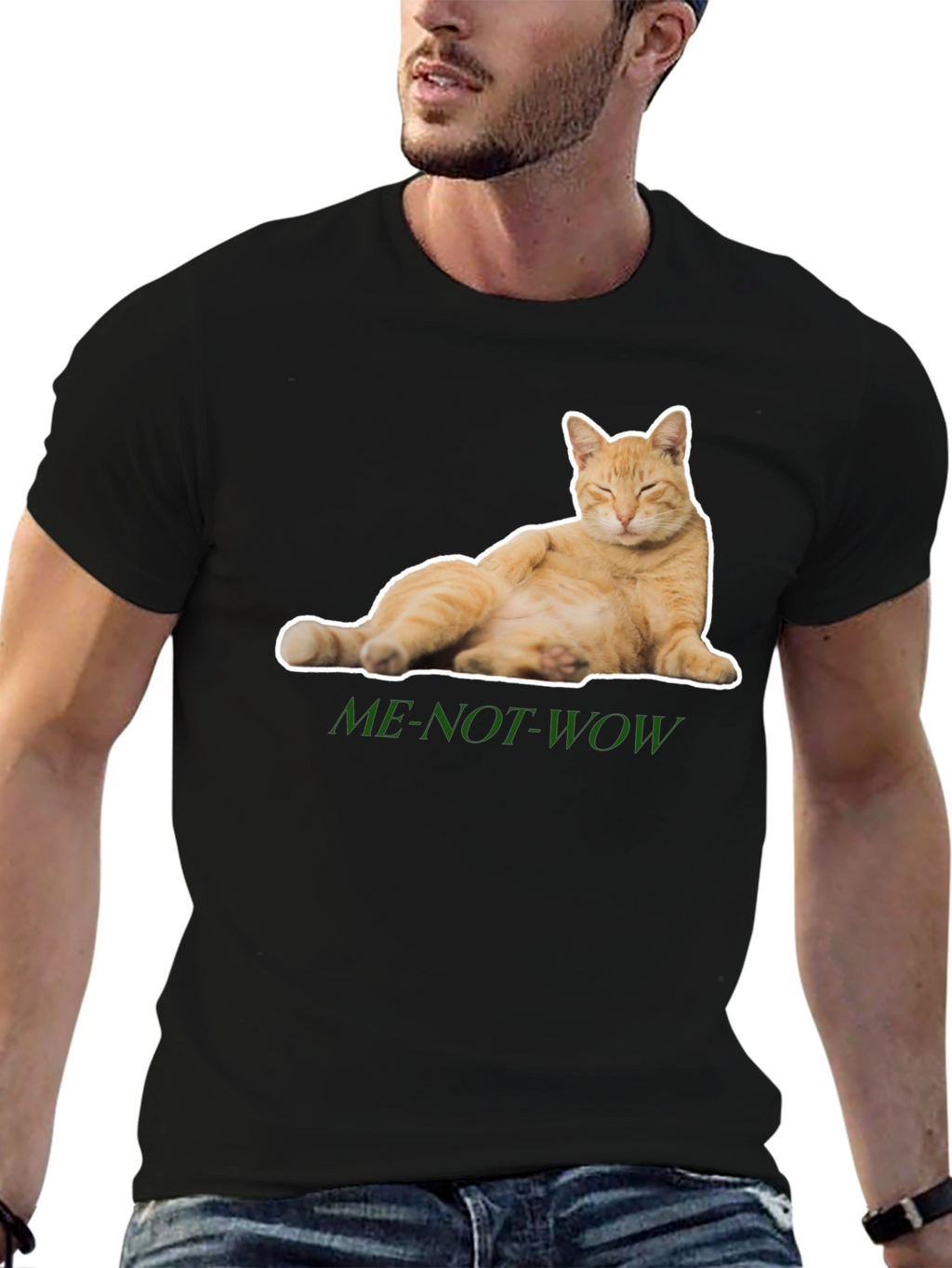 Funny Cat Graphic Tee - ME-NOT-WOW - Relaxed Fit