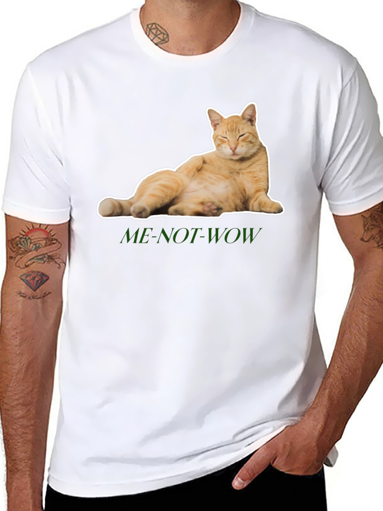 Funny Cat Graphic Tee - ME-NOT-WOW - Relaxed Fit