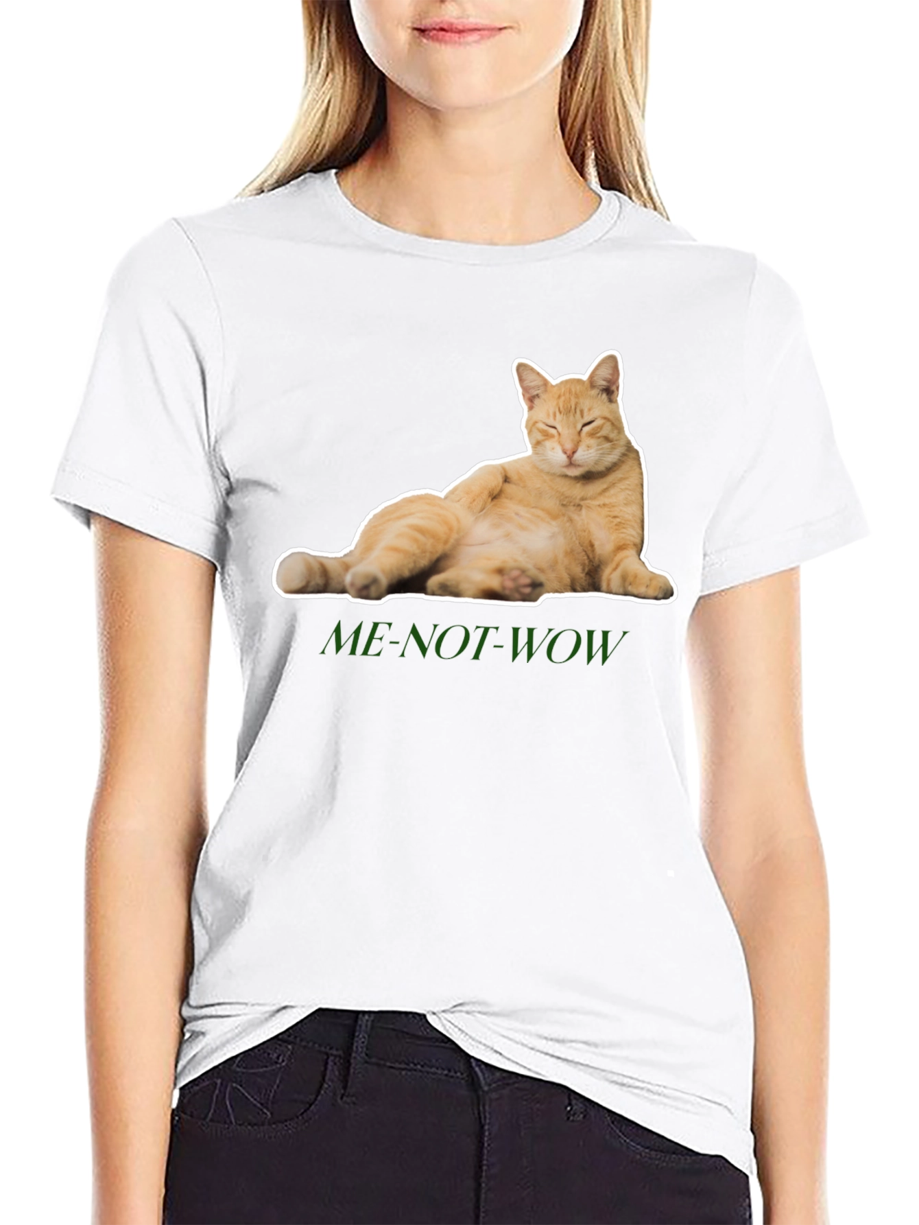 Funny Cat Graphic Tee - ME-NOT-WOW - Relaxed Fit