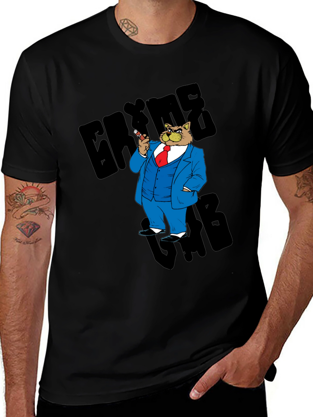 Gangster Cat T-Shirt - Cool Cartoon Graphic Tee