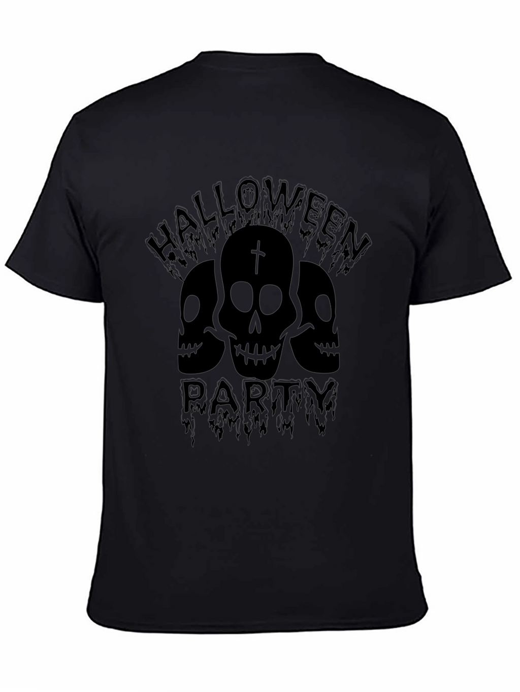 Halloween Party Skull Graphic Tee - Black