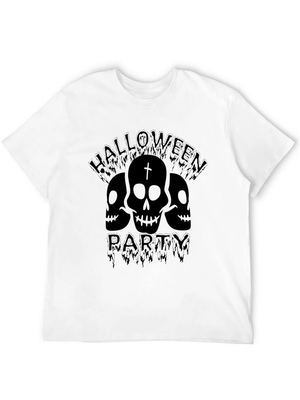 Halloween Party Skull Graphic Tee - Black