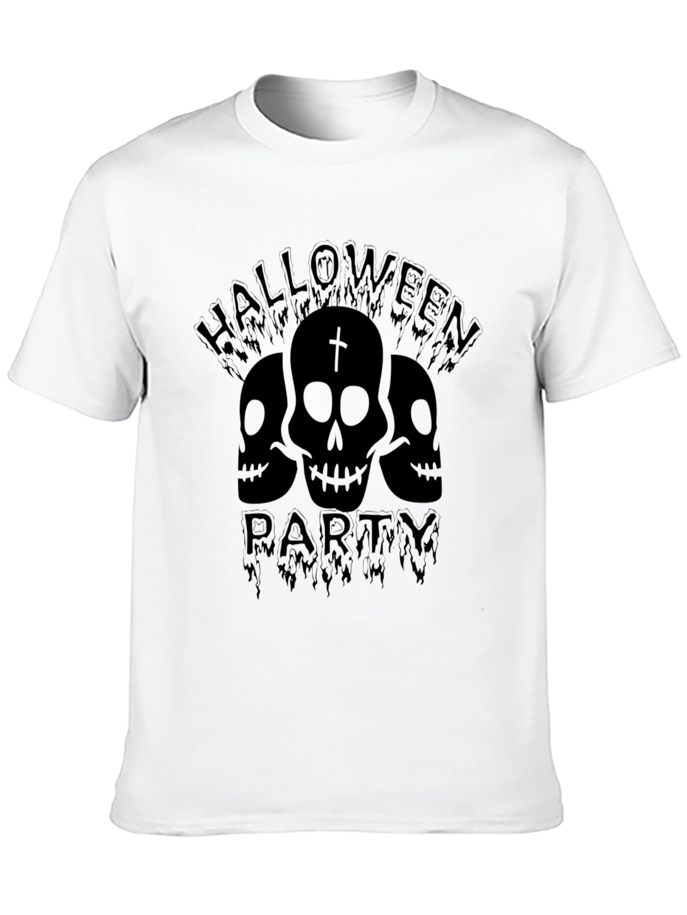 Halloween Party Skull Graphic Tee - Black
